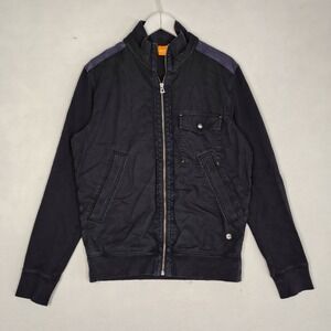 Hugo Boss Orange Zidane Navy Full Zip Mixed Media Jacket Mens Medium